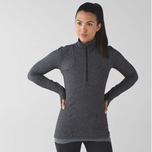 Gray/Black Herringbone Half Zip
